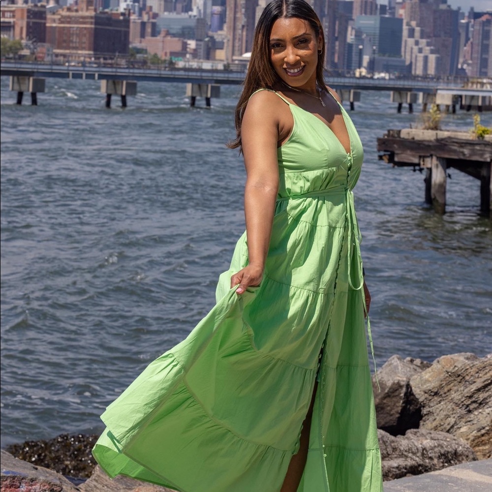 Maxi green dress , brand new, excellent quality